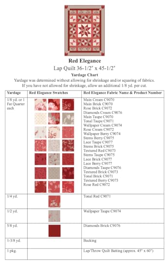 Red Elegance Double Queen Quilt Pattern Yardage Chart and Red Elegance Fabric by Nancy Zieman Productions available at ShopNZP.com