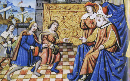Kublai Khan meeting Marco Polo