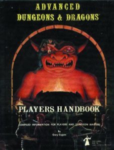 The cover art for the Advanced Dungeons and Dragons Players Handbook