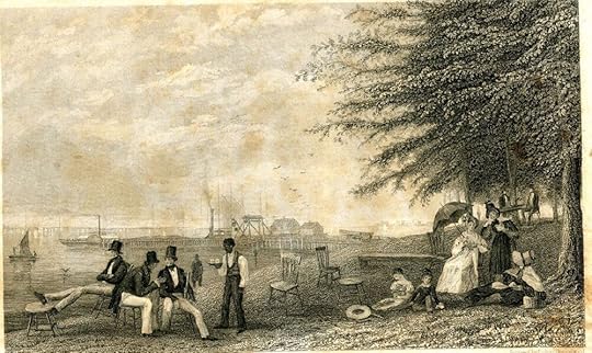 Hoboken’s Elysian Fields, the riverside resort where the first interclub baseball game was not played. This historic non-event did not occur on June 19, 1846.