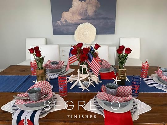 4th of July Galveston themed tablescape zoomed out
