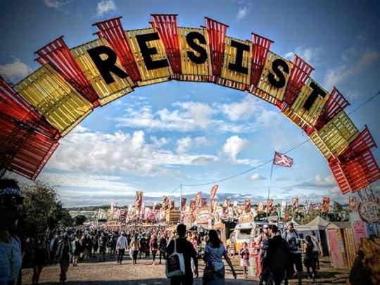 Resist banner at Glastonbury Festival
