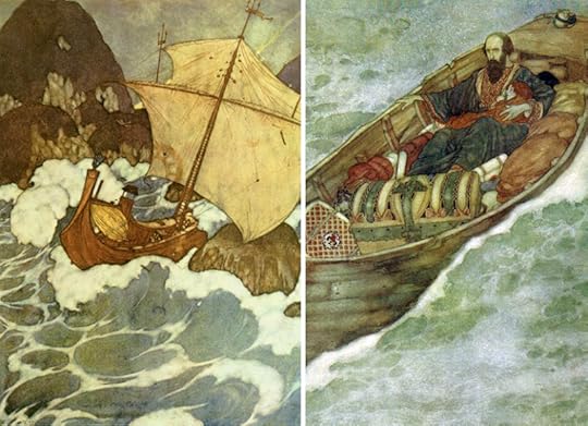 Prospero sails to his island of exile by Edmund Dulac