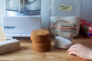 grahams or digestives, sugar, salt, butter