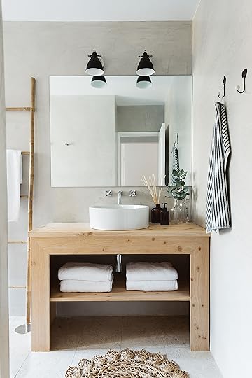 plywood vanity vessel sink boho