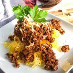venison bolgonese with spaghetti squash