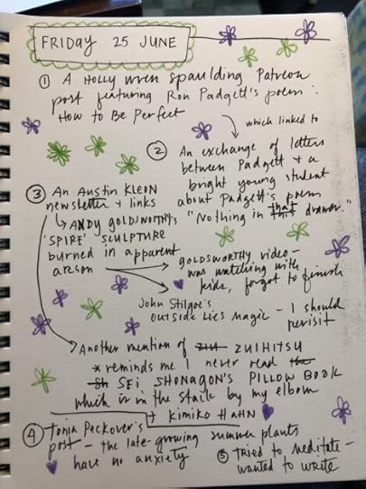 Photo of a handwritten notebook page featuring the readings listed below