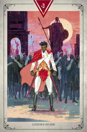 Maxim in the foreground with people tinted blue in the back, and a sunset falling slowly in beautiful brushstrokes