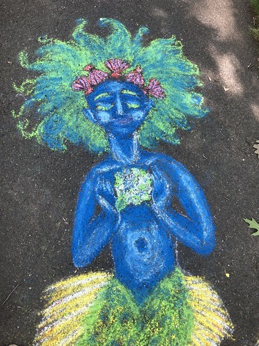 mermaid with hydrangea, close up on upper body