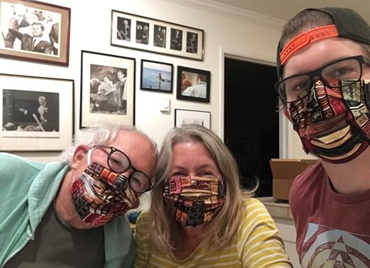Escape with the Treasure : Sharing my masks with the neighbors. This is one household, which is why they are not social distancing.