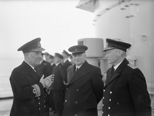 MR A V ALEXANDER, FIRST LORD OF THE ADMIRALTY ON A THREE DAY VISIT TO THE HOME FLEET, SCAPA FLOW, JANUARY 1943