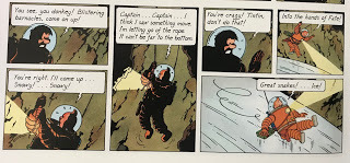 Tintin falls in Explorers on the Moon