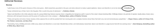 Image: sample reviews in the Amazon Editorial Reviews section. At the end of each review is the name of its source, such as a website or influential author, circled for emphasis.