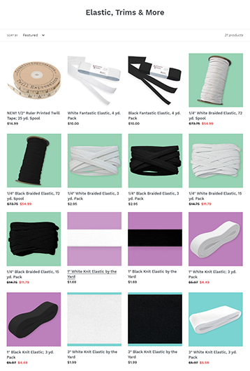 Elastics, Trims, and More available at ShopNZP.com