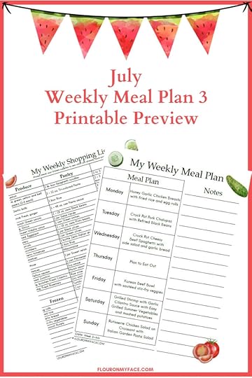 July Weekly Meal Plan Week 3 Printable Preview