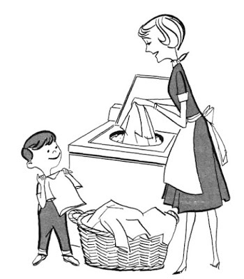 son helping with chores