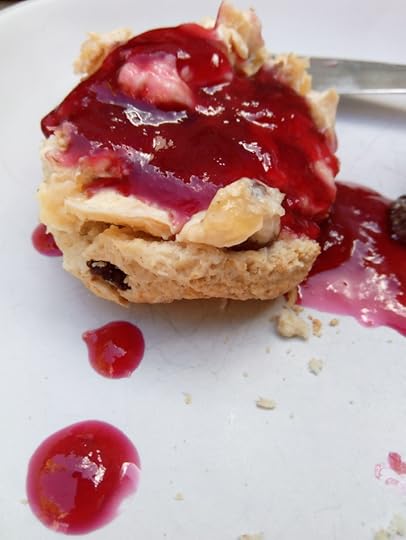 cream tea scone with cream and jam