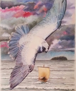 EarthseaWhite bird over boat sea