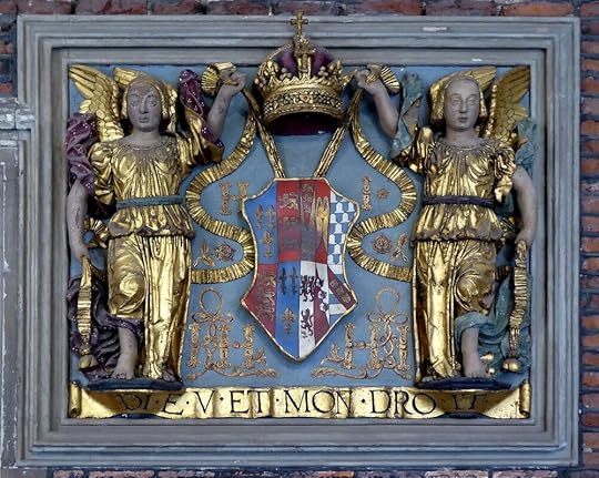 Henry VIII’s arms combined with Jane Seymour’s arms at Hampton Court Palace.