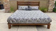 slat-back platform bed with mattress front