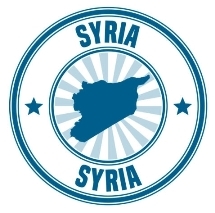 Map-of-Syria-on-a-blue-sticker-and-a-blue-rubber-stamp-They-are-composed-of-the-map-in-the-middle-wi