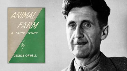 First edition cover (1945) for Animal Farm and author George Orwell