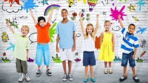 Kids raising hands in celebration