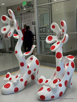 polka dot shoes by Yayoi Kusama, displayed at SFO airport in San Francisco, California