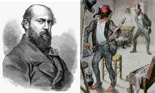 Слева: Engraving of Henri Murger, 1854 by Granger; справа: Illustration by Poulbot for Henri Murger "Scènes de la Vie de Bohême. - Montmartre secret"