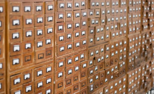 Rows of Card Catelog Cabinets