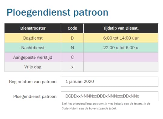 Ploegendienst Patroon Origineel