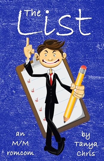Cover for The List by Tanya Chris shows a cartoon man standing in front of a check list