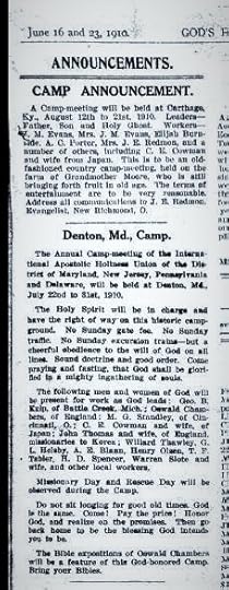 camp meeting announcements; God's Revivalist Magazine, 1916, Oswald Chambers, Lettie Cowman