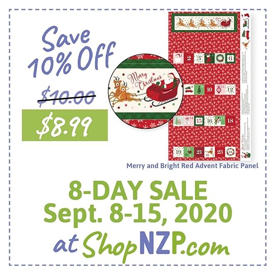 Sale at ShopNZP Save 10 Percent Off Merry and Bright Red Advent Fabric Panel