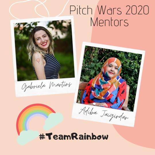 Image of Gabriela Martins and Adiba Jaigirdar on a pink background, with a rainbow image to one side
