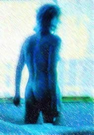 shadow and light woman from back