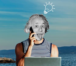 Einstein coming up with a business idea