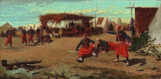 Winslow Homer’s painting of Union soldiers passing a lull in the fighting with a game of quoits.