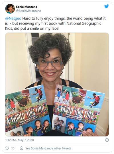 Twitter photo with Sonia holding her book