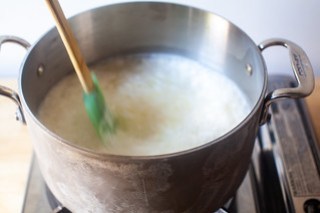 heat the milk, cream, and salt