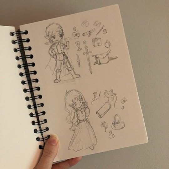 Sketches of stickers featuring Snakesblood Saga characters