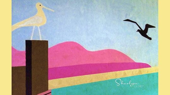 wall art showing sandboxes along the beach with seagulls