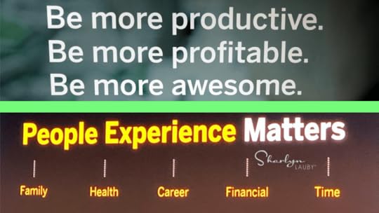 conference screen captures from SAP SuccessFactors of business phrases saying people experience matters