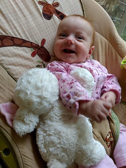 Patty with the stuffed lamb I got her for her baptism.