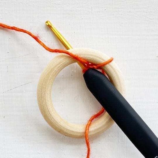 Crochet over ring.