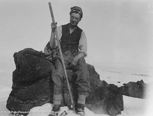 Bernard Day in perfectly comfortable garb for a summer's day on Cape Evans.