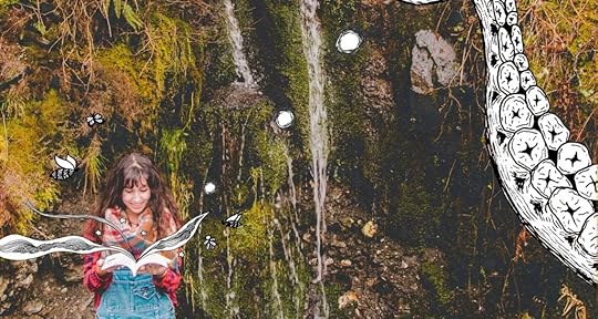 Me reading poetry while magic beams, bees, butterflies and will-o'-the-wisps float out of it and a giant tentacle appears on the side