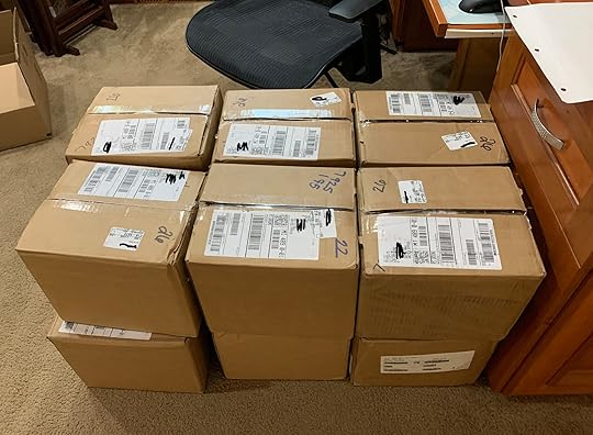 12 boxes of books