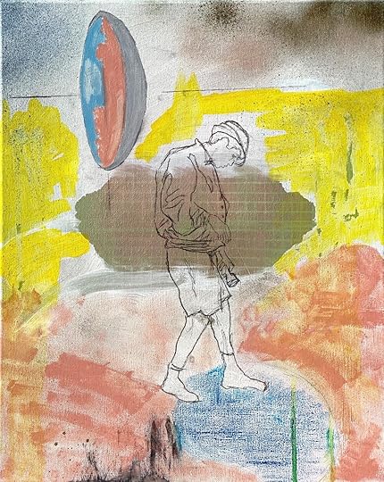 Now Streaming acrylic house spray graphite crayon on canvas 20x16.jpg