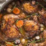 Coq au vin (chicken braised in wine)